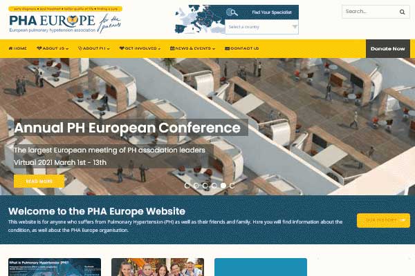 PHA Europe weboldal referenciamunka